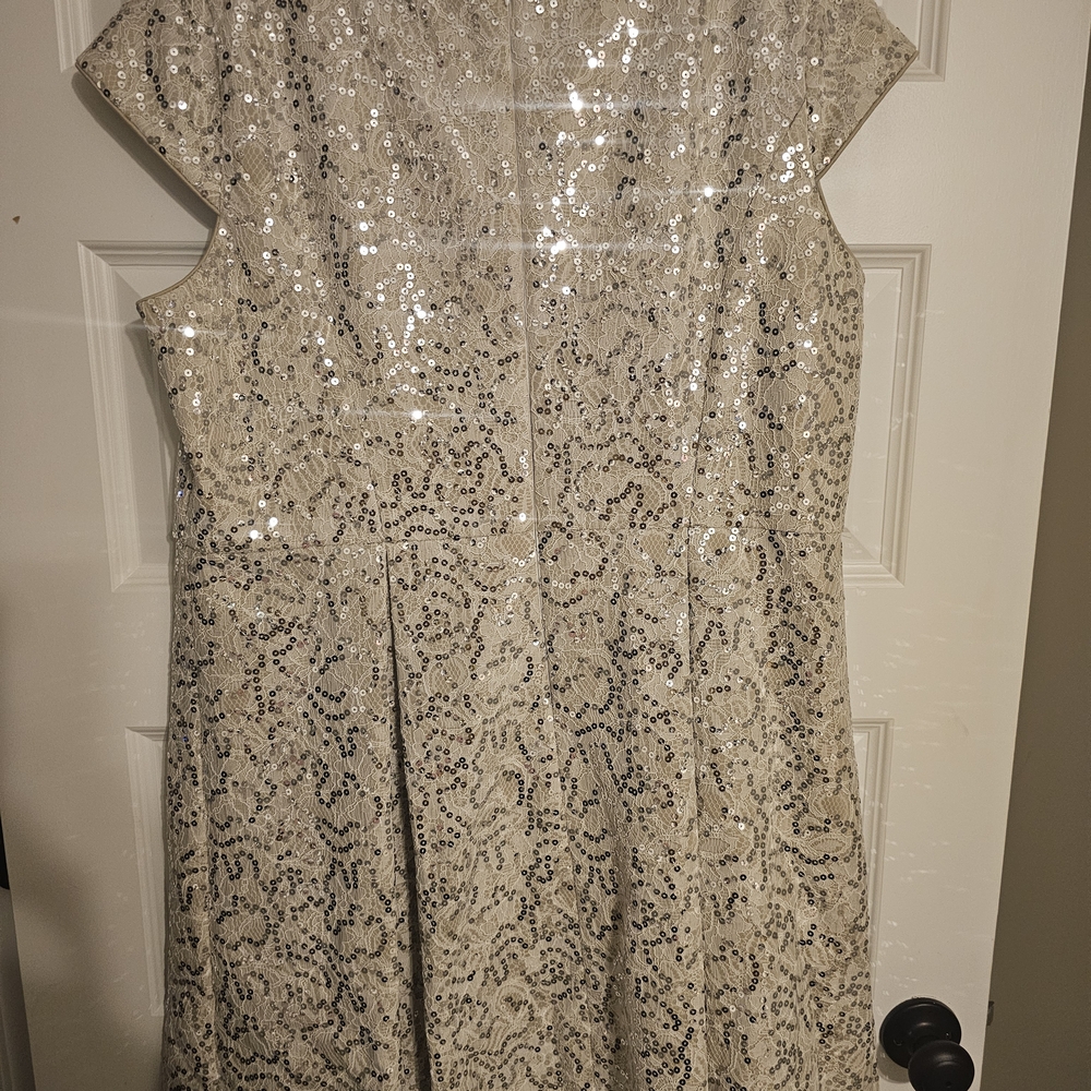 Ralph Lauren Silver Sequin Lace Dress